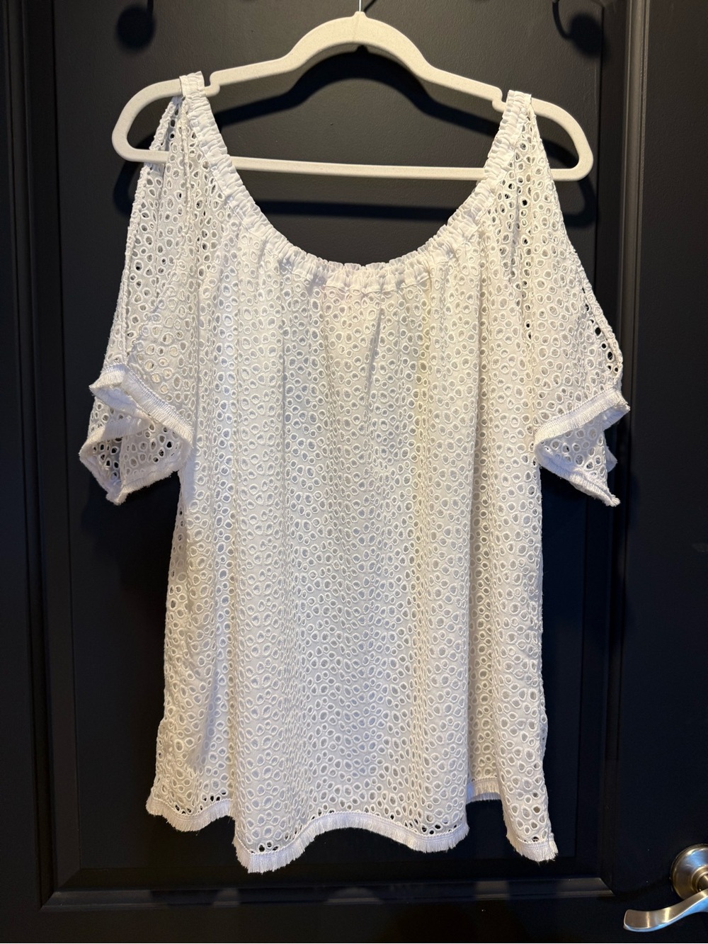 White Eyelet Off-Shoulder Women's Top